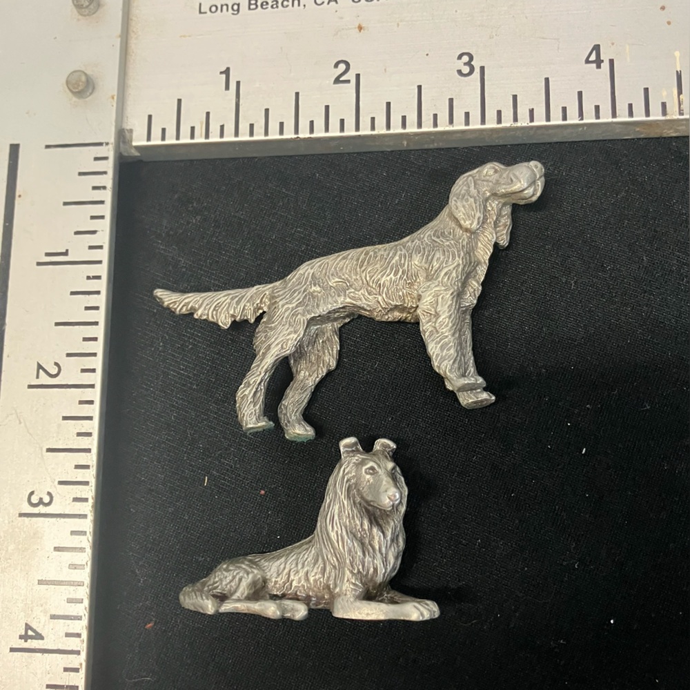 Silver Dog Figurine Set